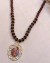 Colar Artesanal Cristais Café com Medalha Vintage Religiosa