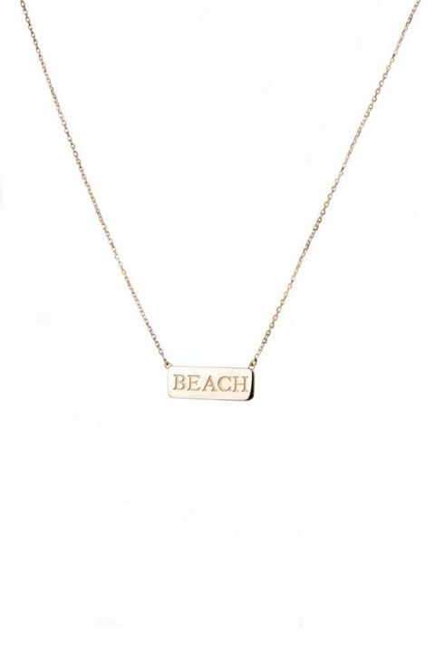 colar plaquinha horizontal Beach em ouro amarelo - comprar online