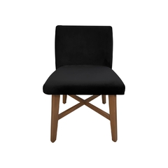 Silla Harry Terciopelo Negro Nogal Natural