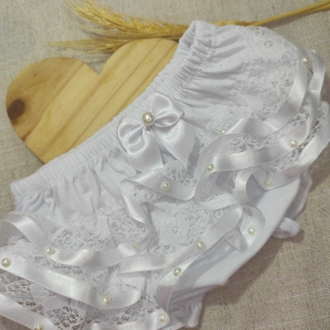 Calcinha de algodão/Tapa fralda Branca - pronta entrega