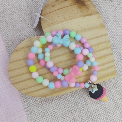 Kit de pulseira sorvete pink (PRONTA ENTREGA)