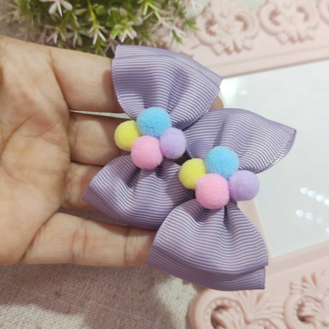 Duplinha Hellena com pompom Orquidea