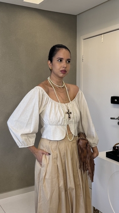 Saia midi caqui - loja online