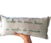 Almofada Linho Bordada Mão "Sonho Verde Mata"