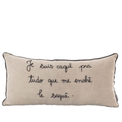 Almofada Linho Bordada Mão "Je Suis Preta" - ENCOMENDE