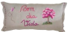 Almofada Linho Bordada Mão "Bom Dia Vida"
