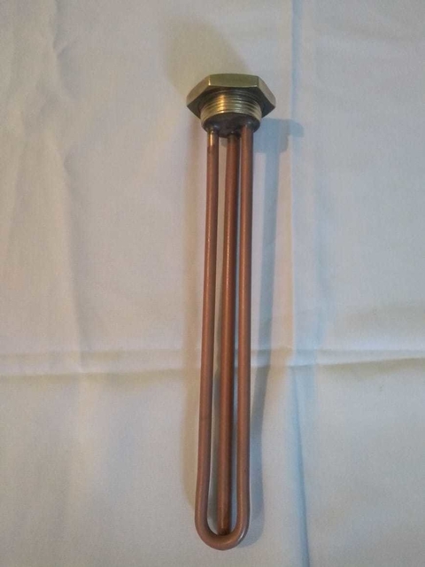 Resistência Unipolar de 1.1/4 rosca , com poço p/ termostato de varreta 2.000 w 220 v cobre 30cm