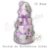 Bolo - Jardim de Borboletas Lilás 15 anos