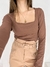 Body Gabi manga longa Marrom - For Be Store
