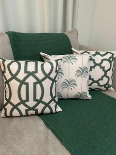 4 itens - Coleção Ype em linho + 1 Manta Verde musgo 1.20x1.80 em algodão - comprar online