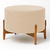 Puff Banqueta Luxo Grande - Pé Madeira- Suede Bege - comprar online