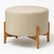 Puff Banqueta Luxo Grande - Pé Madeira- Linho Bege - comprar online