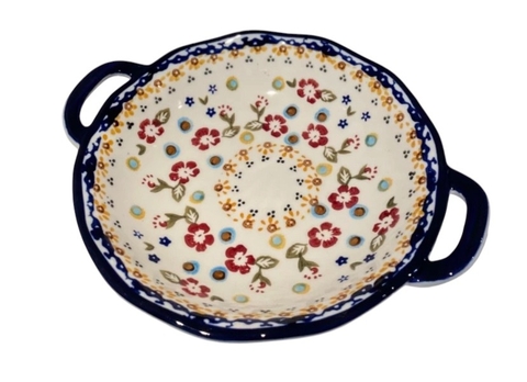 Petisqueira redonda com detalhes florais