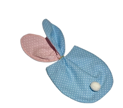 Porta talheres de tecido coelho azul e rosa