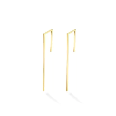 Carlotta Joalheria - Brinco de prata com banho de ouro, com design leve, moderno e minimalista, geometrico, dourado