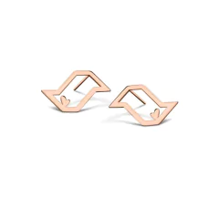 Brinco de prata com banho de ouro rosé 18k, pequeno, no formato de sao paulo, rose, lovessepe