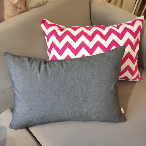 SET x 2 ALMOHADON TUSOR JEAN + ESTAMPA CHEVRON 60x40 - PROMO !