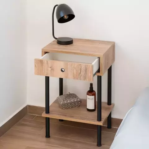 MESA LUZ 1 CAJON HIERRO - LINEA WOOD - - comprar online