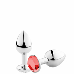 PLUG ANAL (G) EM METAL GRANDE COM PEDRA REDONDA - 1802G - Nathy Elegance Boutique Sensual