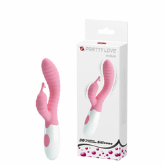 VIBRADOR PONTO G COM RELEVO ESCALONADO E ESTIMULADOR CLITORIANO E 30 MODOS DE VIBRAÇÕES - PRETTY LOVE HYMAN - 014705