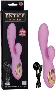 VIBRADOR COM ESTIMULADOR CLITORIANO RECARREGÁVEL COM 2 MOTORES INDEPENDENTES E SENSAÇÃO TÉRMICA - ENTICE VIVIEN - 4739