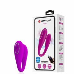 VIBRADOR DE CASAL CONTROLADO POR APP DE CELULAR, RECARREGÁVEL, 12 MODOS DE VIBRAÇÃO - PRETTY LOVE AUGUST - 014582H