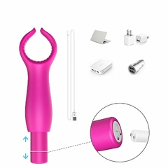 VIBRADOR DUPLO PENIANO E CLITORIANO COM 9 MODOS DE VIBRAÇÕES RECARREGÁVEL - GRANT S-HANDE - 6222 - Nathy Elegance Boutique Sensual
