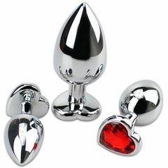 PLUG ANAL (G) EM METAL COM PEDRA DE CORAÇÃO - 5850