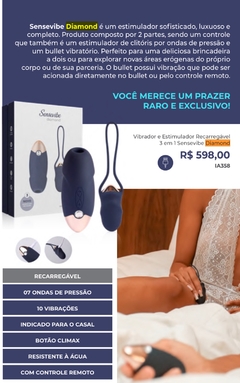Vibrador E Estimulador 3 Em 1 Sensevibe Diamond + Brindes