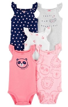 Kit Body 5 peças baby girl - Rosa e Bolinhas - Carter’s