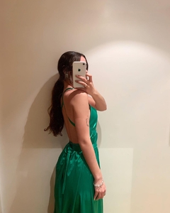 vestido saten verde benneton - comprar online