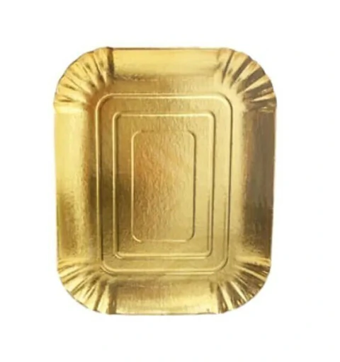 BANDEJA RECTANGULAR LAMINADA DORADA N°3 18X22 CM