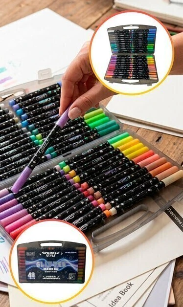 MARCADOR GLITTER SPARKLE STYLE 48 COLORES EN ESTUCHE PLÁSTICO