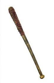 BATE DE BEISBOL HALLOWEEN TIPO MADERA CON SANGRE Y ALAMBRE 75CM DORADO