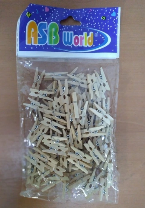 BROCHES DE MADERA ASB 2,5CM X100UNID COLOR NATURAL