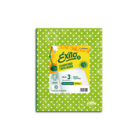 CUADERNO TAPA DURA E3 (19X24) ÉXITO LUNARES 48 HOJAS RAYA, 100 G/M2. VARIOS COLORES.