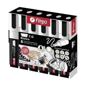 MARCADOR FILGO TNT PINTURA AL AGUA BLANCO PUNTA BISELADA 7.0