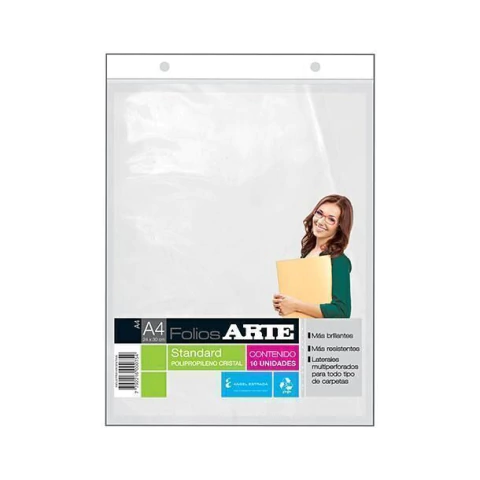 FOLIO ARTE A4 POLIPROPILENO X 100 UNID ( 50 MIC )