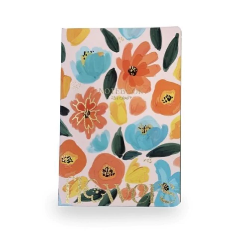 CUADERNO IBI CRAFT FLOWERS 14.5x21CM 80H RAYADAS