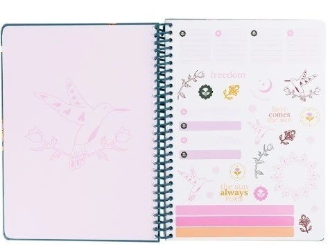 CUADERNO MOOVING 20,5 X 28CM CARTA PREMIUM T/D 96HS RAYADO ESPIRAL BOHO