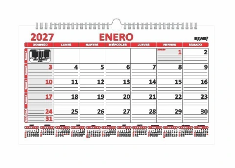 CALENDARIO ROME OFICIO APAISADO ROJO
