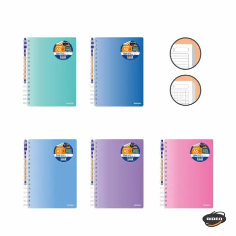 CUADERNO A5 RIDEO PERLADO X120 HOJAS RAYADAS T/F