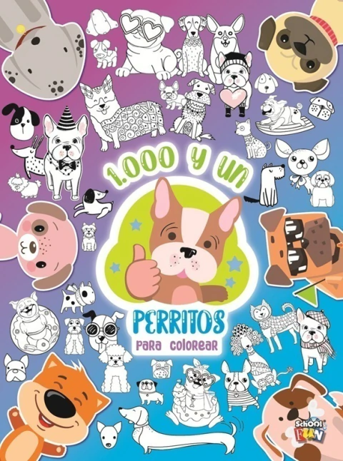 LIBRO PARA COLOREAR T/F 20X28CMS 24 PAG 1000 Y UN PERRITOS.