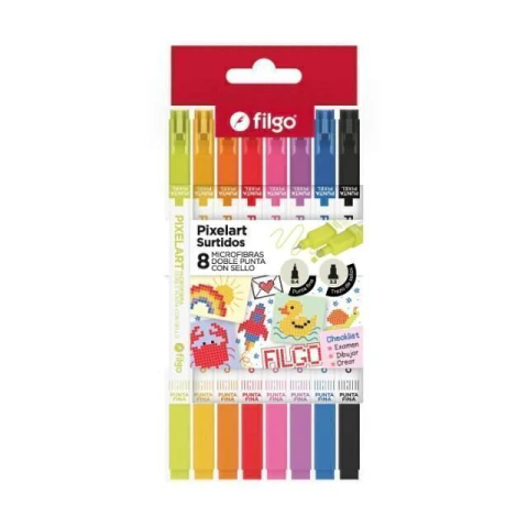 MICROFIBRA FILGO PIXELART DOBLE PUNTA C/SELLO X8U