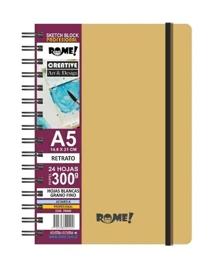 SKETCH BLOCK ROME A5 24 HOJAS LISAS BLANCAS 300 G