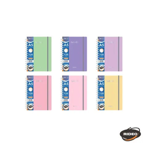 CUADERNO A5 RIDEO SOFT CON ELÁSTICO 120 HOJAS 70G HOJAS RAYADAS