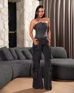 Calça Cargo Wide Black sem Lycra - comprar online