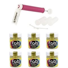 Kit 6 Pó Para Decoração Dourado FAB Pulverizador Hobbycor Guarany