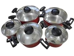 Conjunto 5 Panelas Alumínio Tampa Vidro Linha Cozinha Chicky Cor Vermelho (Caçarolas Luxo, Panela Nova na Sua Cozinha) na internet