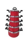 Conjunto 5 Panelas Alumínio Tampa Vidro Linha Cozinha Chicky Cor Vermelho (Caçarolas Luxo, Panela Nova na Sua Cozinha)